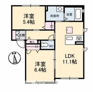 シャーメゾン善通寺町 B棟【1階】の間取り