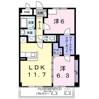 ソレアード山香【1階】の間取り