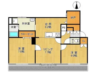 オム402【2C号室】の間取り