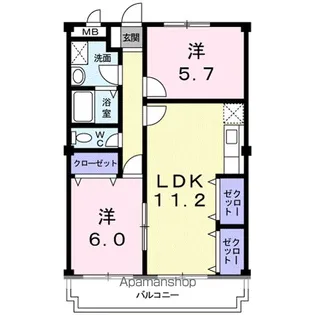 マロード月輪【4階】の間取り