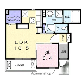 ツヴァイ中川【1階】の間取り