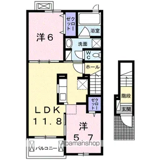 アンジュ デュ ヴァン Ⅱ【2階】の間取り