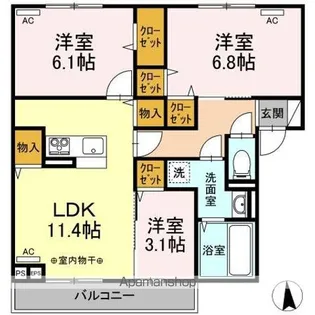アクシィヴVI【3階】の間取り