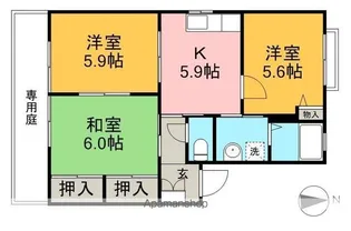 ハイツ岩郷 B棟【1階】の間取り