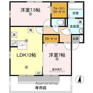 プロヴァンス土器東 B棟【1階】の間取り