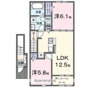 ハピネス落合B【2階】の間取り
