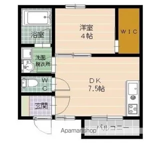 スペシャルツイン三宅B【102号室】の間取り