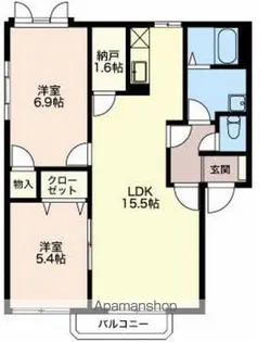 ベルメゾン裾花MW棟【1階】の間取り