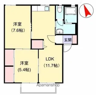 サンハイツ市の上【102号室】の間取り