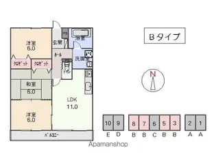 竹屋台ハウス3【108号室】の間取り