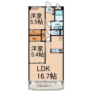 メゾンプチシャトー出口 A館【2階】の間取り