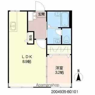 コーポ宮前 B棟【101号室】の間取り