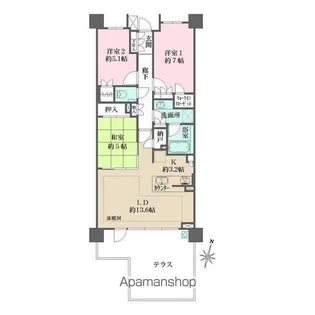 ザ・パークハウス東戸塚【1階】の間取り