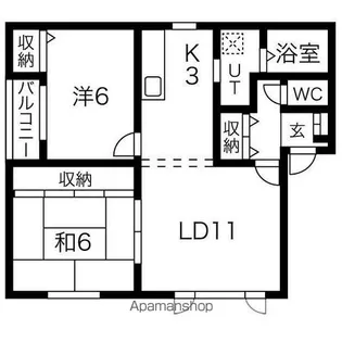 スカイハイツ北郷【102号室】の間取り