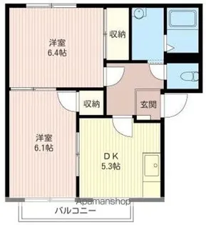 ウインズB【103号室号室】の間取り