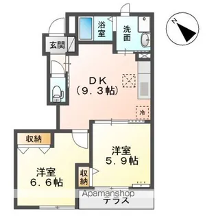 ヴェルジュドゥソレイユ【1階】の間取り