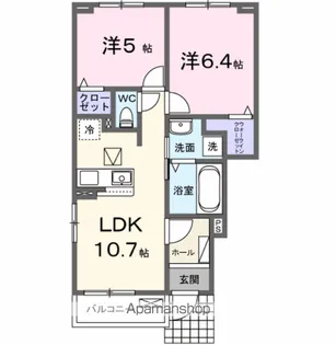 メゾンド鈴の杜【1階】の間取り