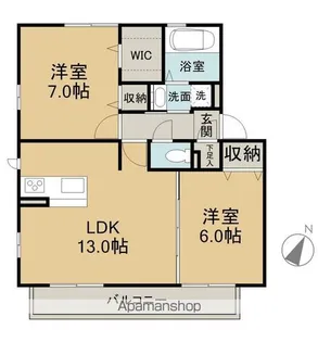 アロマグリーン古江 A棟【202号室】の間取り