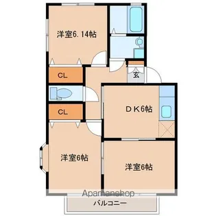 レーヴ落合壱番館【2階】の間取り