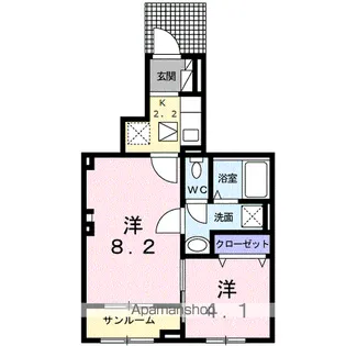 埼玉県熊谷市大原2丁目【アパート】の間取り