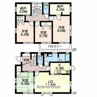長野県松本市高宮北【一戸建】の間取り