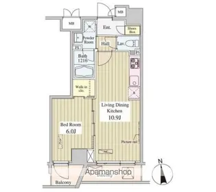 エスケーワン市ヶ谷【4階】の間取り