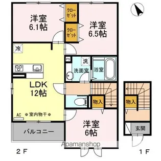 福島県郡山市大槻町字土瓜【アパート】の間取り