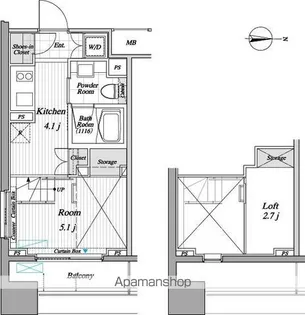 レジディア錦糸町Ⅱ【2階】の間取り