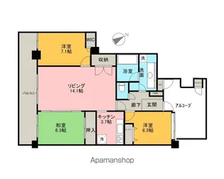 ライオンズタワー仙台広瀬【15階】の間取り