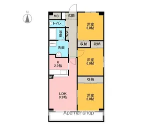 パークサイド雁宿2号館【4階】の間取り