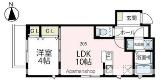 プレスティージュ【205号室号室】の間取り