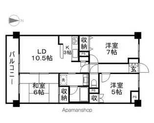 グランドハイツ北長野【909号室】の間取り