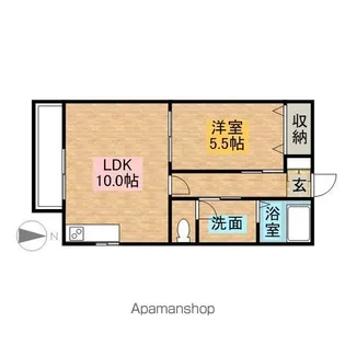 パレス花梨D【201号室】の間取り