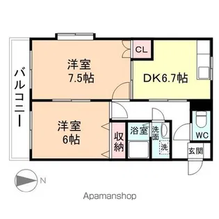 ドリームハウス砺波【210号室】の間取り