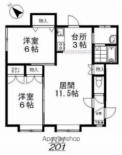 マンションパークサイド【201号室】の間取り
