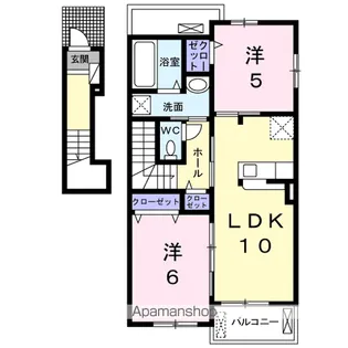 トゥジュールB【2階】の間取り