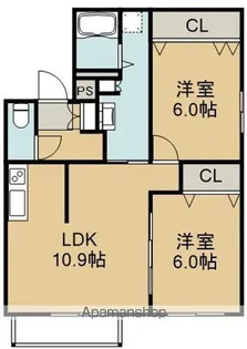 メゾンパティオ本通(旧キャラウェイⅡ)【2階】の間取り