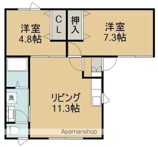 ウィング桔梗【202号室】の間取り