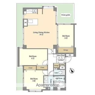 高輪ハイツ【1階】の間取り