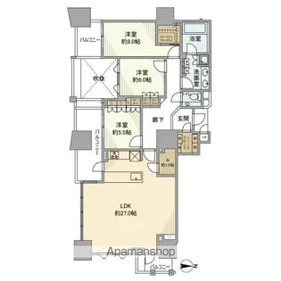 プラウドタワー名駅【23階】の間取り