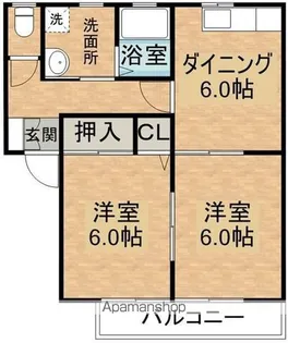 グリーンコーポ南横市(2DK)【1階】の間取り