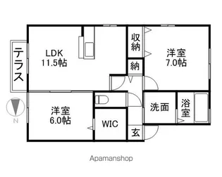 サンディーア A棟【1階】の間取り