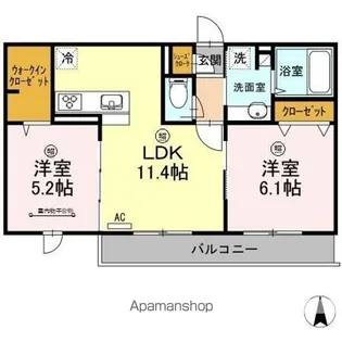 ロイジェントパークス レイクタウン Ⅲ D【2階】の間取り