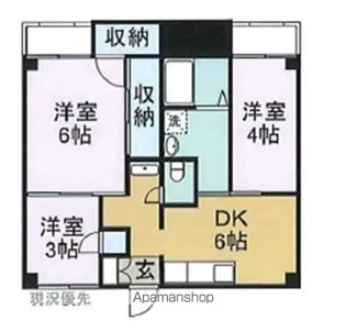 ヴィラナリー水呑1【305号室】の間取り