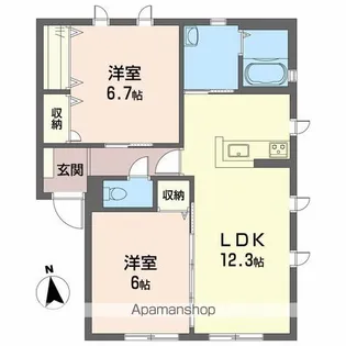 2LDKの間取り画像