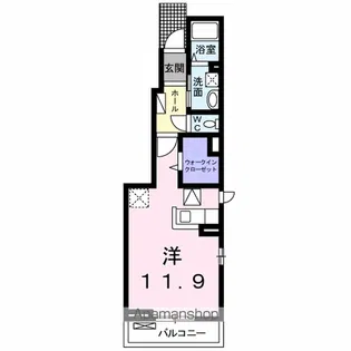 シャトー花ずいA【1階】の間取り