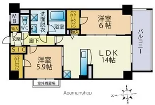 コンチネンタル【401号室】の間取り