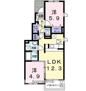 山梨県南巨摩郡富士川町小林【アパート】の間取り
