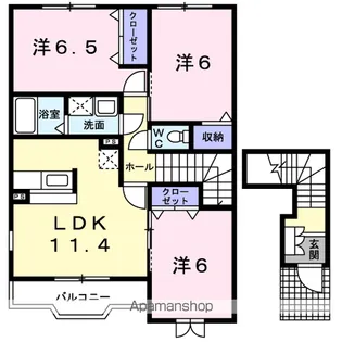 山梨県南巨摩郡富士川町小林【アパート】の間取り