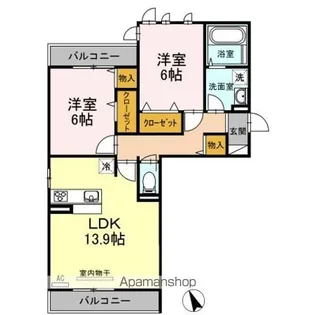 広島県福山市新涯町6丁目【アパート】の間取り